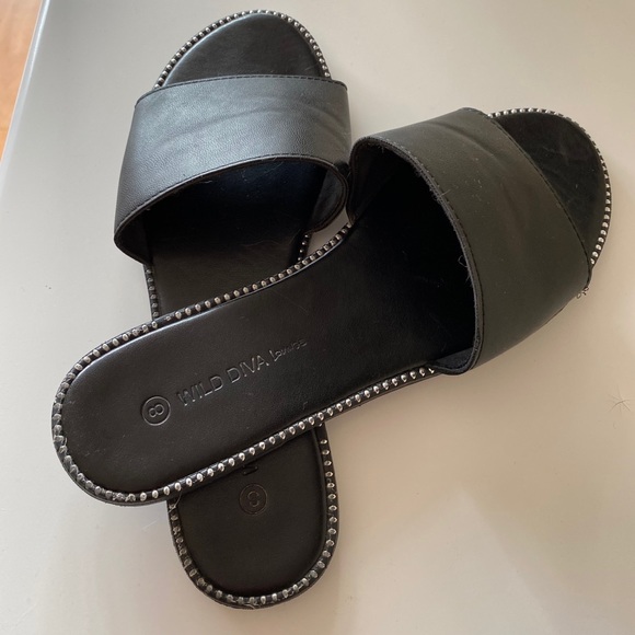 Wild diva black studded slides - Picture 3 of 6